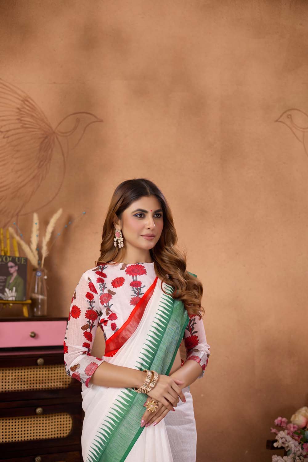 Tiranga Linen Saree with Blouse