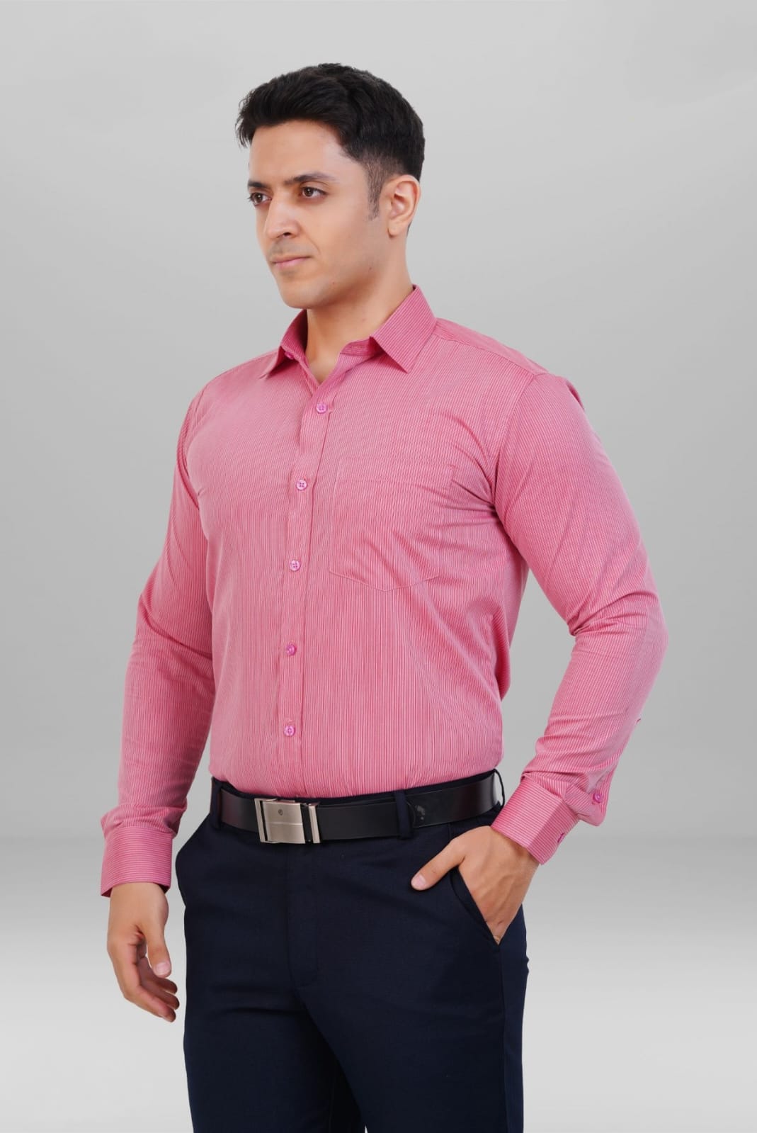 Men’s Pink Formal Shirt & Navy Blue Pant Set