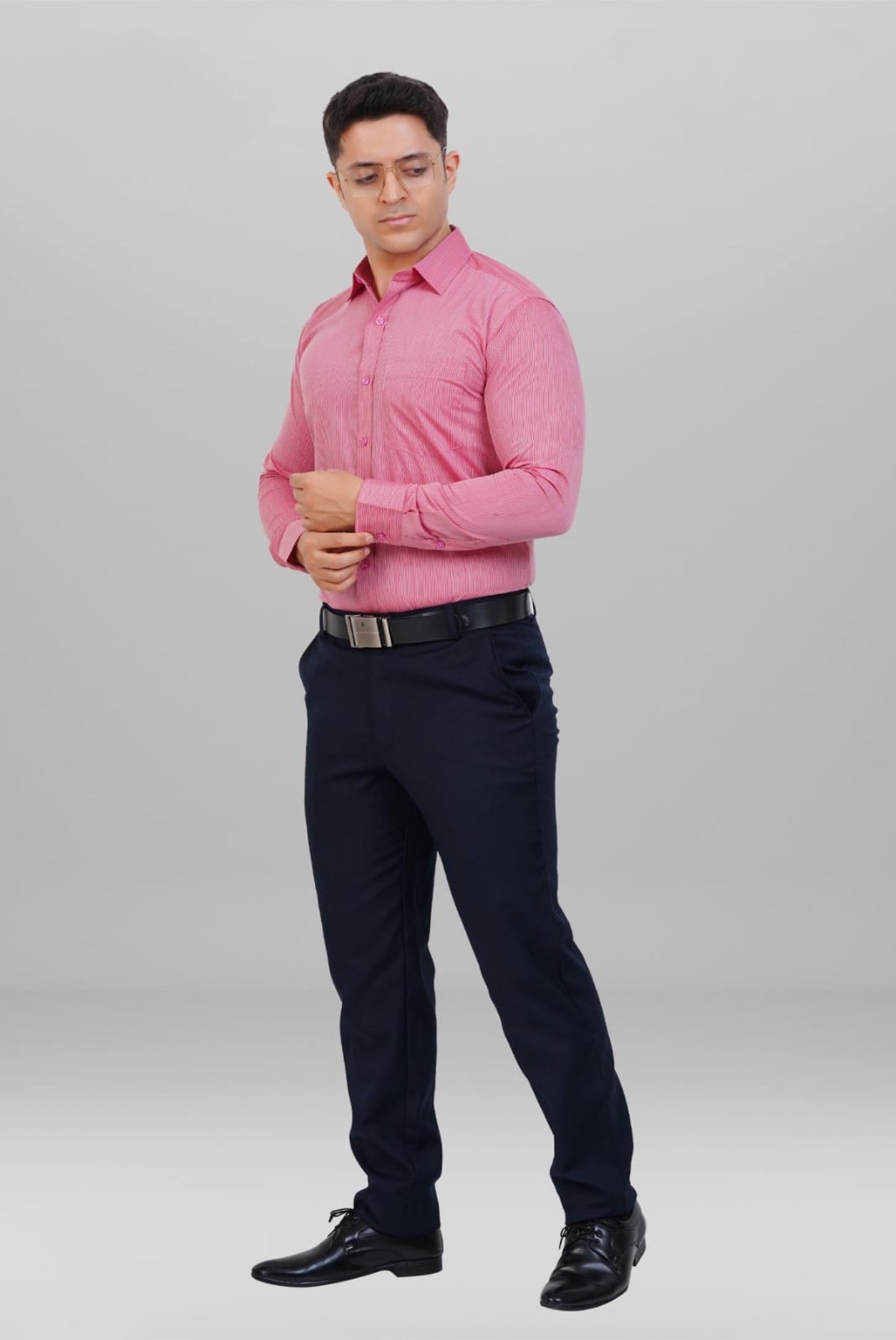Men’s Pink Formal Shirt & Navy Blue Pant Set